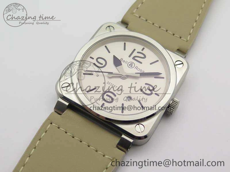TopPick BR 03-92 SS Case V3 Cream Dial 42.5mm On Leather Strap MIYOTA 5200