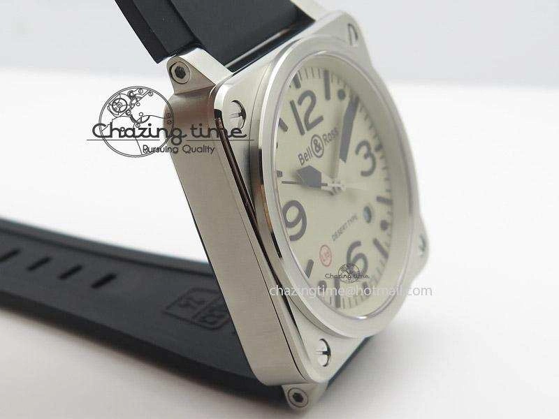 BR 03-92 SS Desert Type 42.5mm On Black Rubber Strap MIYOTA Breathable 5243