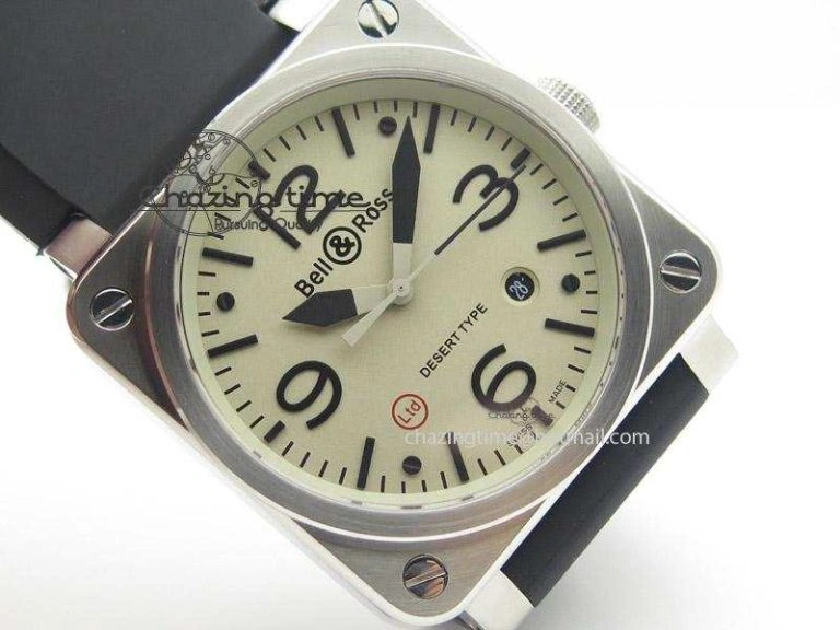 BR 03-92 SS Desert Type 42.5mm On Black Rubber Strap MIYOTA Breathable 5243