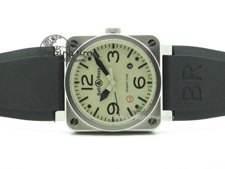 BR 03-92 SS Desert Type 42.5mm On Black Rubber Strap MIYOTA Breathable 5243