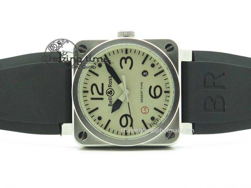 BR 03-92 SS Desert Type 42.5mm On Black Rubber Strap MIYOTA Breathable 5243