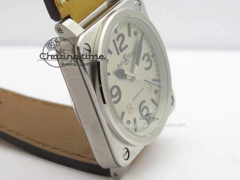 Sustainable BR 03-92 SS Desert Type 42MM Gray Dial On Leather Strap MIYOTA 5238