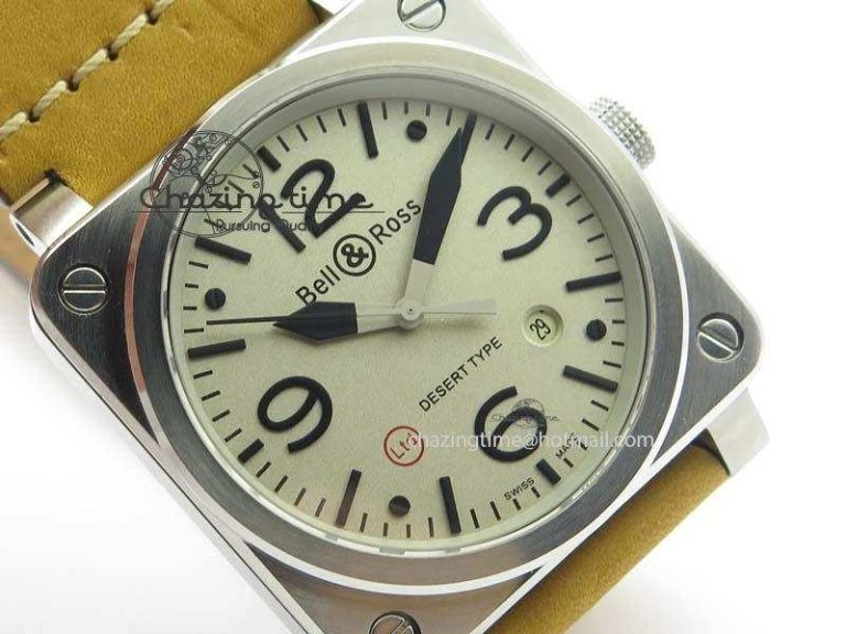 Sustainable BR 03-92 SS Desert Type 42MM Gray Dial On Leather Strap MIYOTA 5238