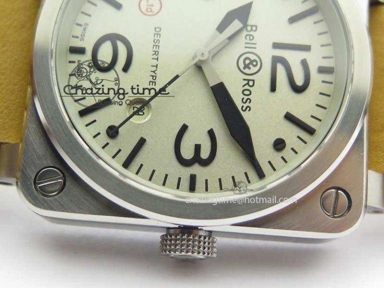 Sustainable BR 03-92 SS Desert Type 42MM Gray Dial On Leather Strap MIYOTA 5238