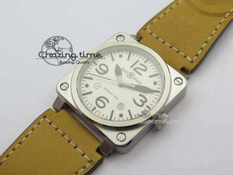 Sustainable BR 03-92 SS Desert Type 42MM Gray Dial On Leather Strap MIYOTA 5238