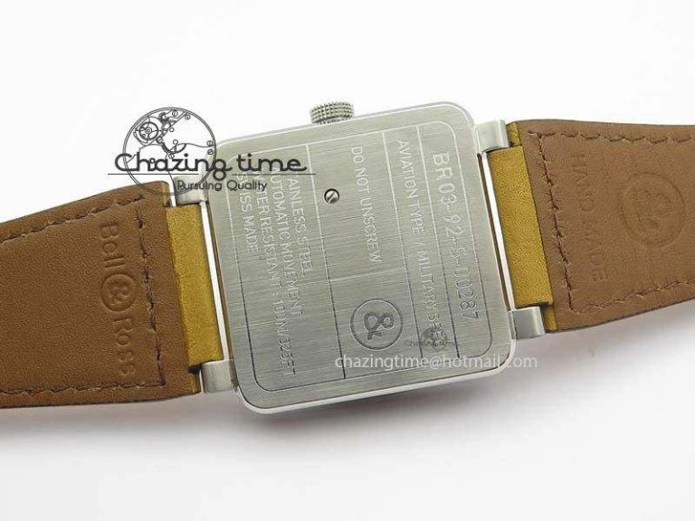 Sustainable BR 03-92 SS Desert Type 42MM Gray Dial On Leather Strap MIYOTA 5238