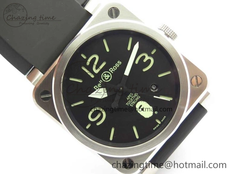 Packable BR 03-92 Steel 1:1 Best Edition Black Apes Dial on Black Rubber Strap MIYOTA 9015 V 5181