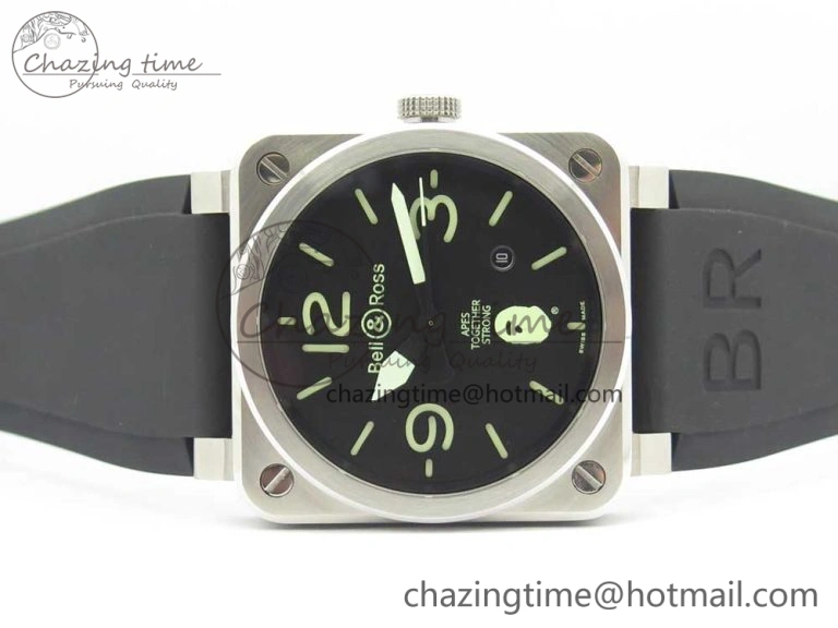 Packable BR 03-92 Steel 1:1 Best Edition Black Apes Dial on Black Rubber Strap MIYOTA 9015 V 5181