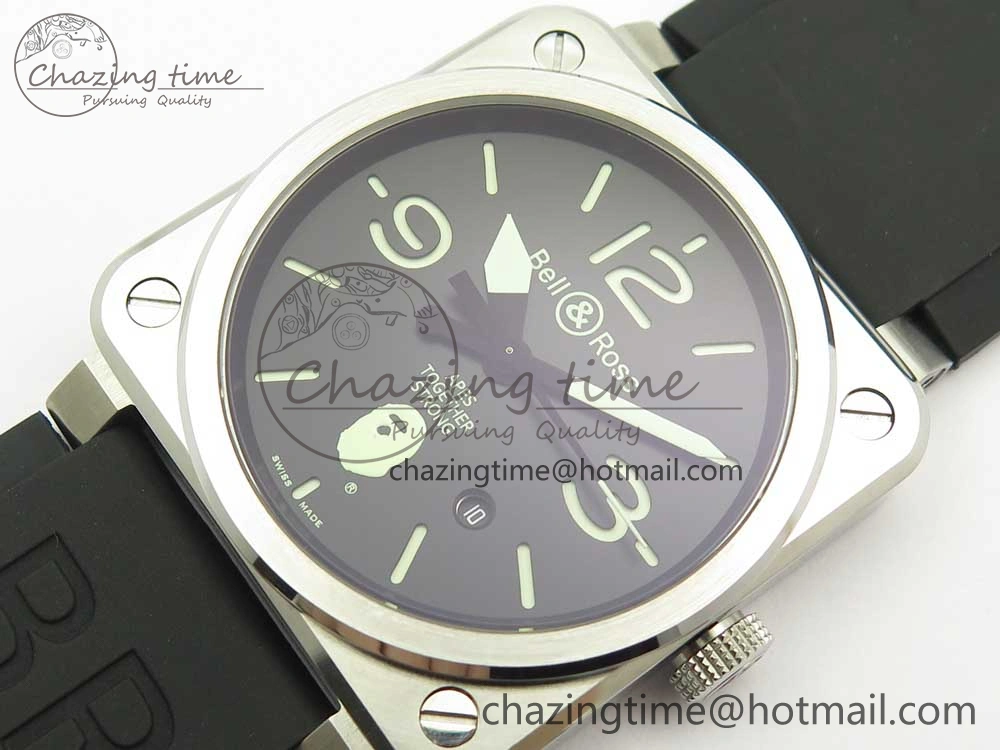 Packable BR 03-92 Steel 1:1 Best Edition Black Apes Dial on Black Rubber Strap MIYOTA 9015 V 5181