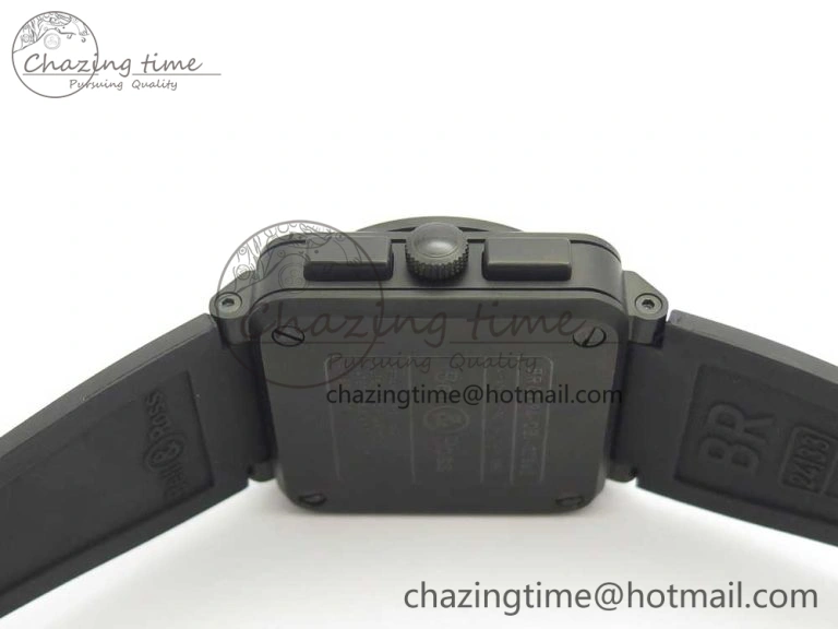 BR 03-94 Chrono PVD Black Dial White Markers on Black Rubber Strap A7750 (Free Nylon Strap) Chic 4870