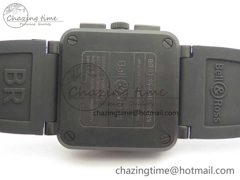 BR 03-94 Chrono PVD Black Dial White Markers on Black Rubber Strap A7750 (Free Nylon Strap) Chic 4870