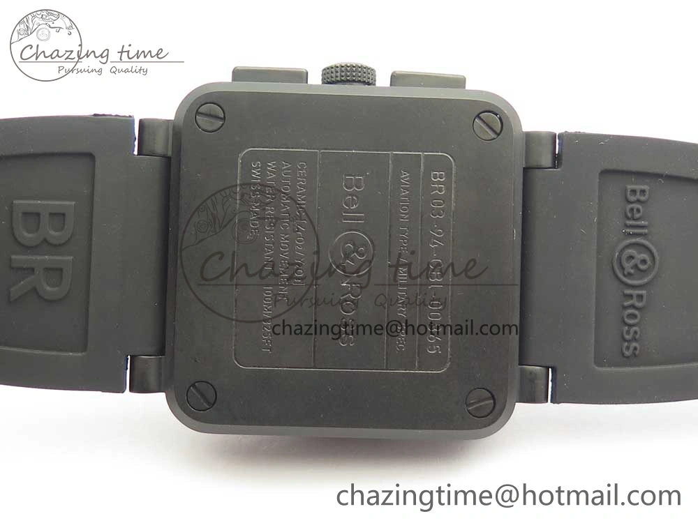 BR 03-94 Chrono PVD Black Dial White Markers on Black Rubber Strap A7750 (Free Nylon Strap) Chic 4870