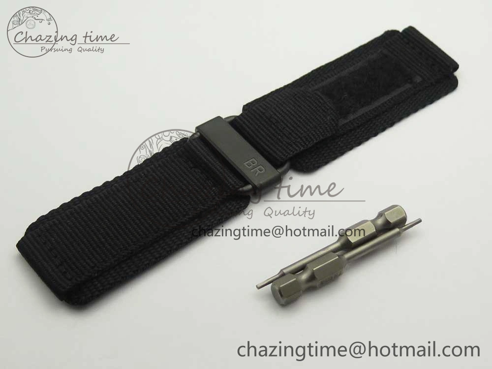 BR 03-94 Chrono PVD Black Dial White Markers on Black Rubber Strap A7750 (Free Nylon Strap) Chic 4870