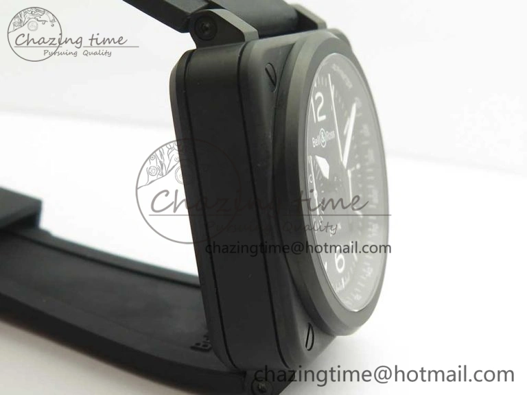 BR 03-94 Chrono PVD Black Dial White Markers on Black Rubber Strap A7750 (Free Nylon Strap) Chic 4870