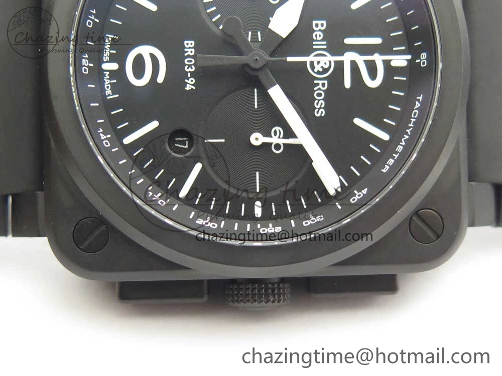 BR 03-94 Chrono PVD Black Dial White Markers on Black Rubber Strap A7750 (Free Nylon Strap) Chic 4870