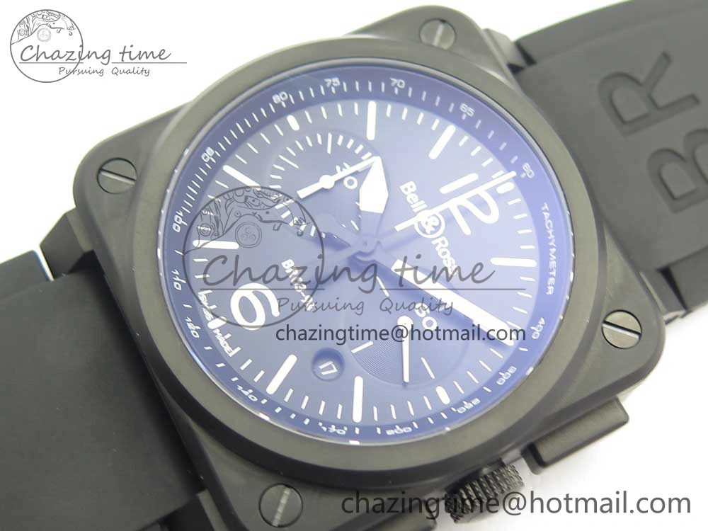 BR 03-94 Chrono PVD Black Dial White Markers on Black Rubber Strap A7750 (Free Nylon Strap) Chic 4870