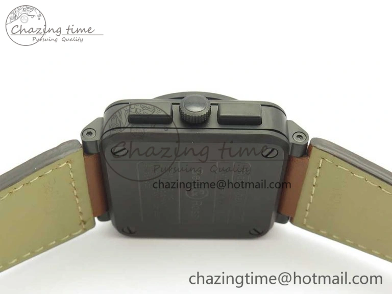 BR 03-94 Chrono PVD Black Dial Yellow Markers on Brown Leather Strap A7750 (Free Nylon Strap) Lightweight 4869