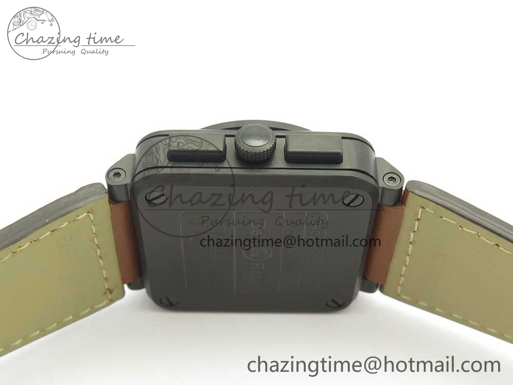 BR 03-94 Chrono PVD Black Dial Yellow Markers on Brown Leather Strap A7750 (Free Nylon Strap) Lightweight 4869