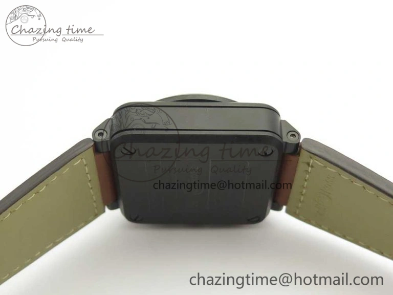 BR 03-94 Chrono PVD Black Dial Yellow Markers on Brown Leather Strap A7750 (Free Nylon Strap) Lightweight 4869