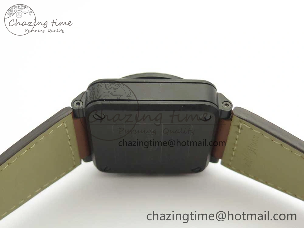 BR 03-94 Chrono PVD Black Dial Yellow Markers on Brown Leather Strap A7750 (Free Nylon Strap) Lightweight 4869
