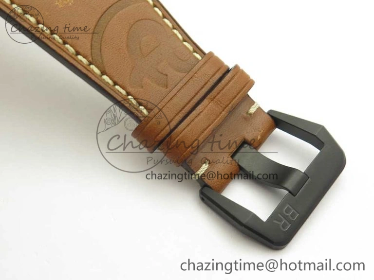 BR 03-94 Chrono PVD Black Dial Yellow Markers on Brown Leather Strap A7750 (Free Nylon Strap) Lightweight 4869