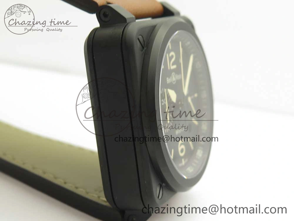 BR 03-94 Chrono PVD Black Dial Yellow Markers on Brown Leather Strap A7750 (Free Nylon Strap) Lightweight 4869