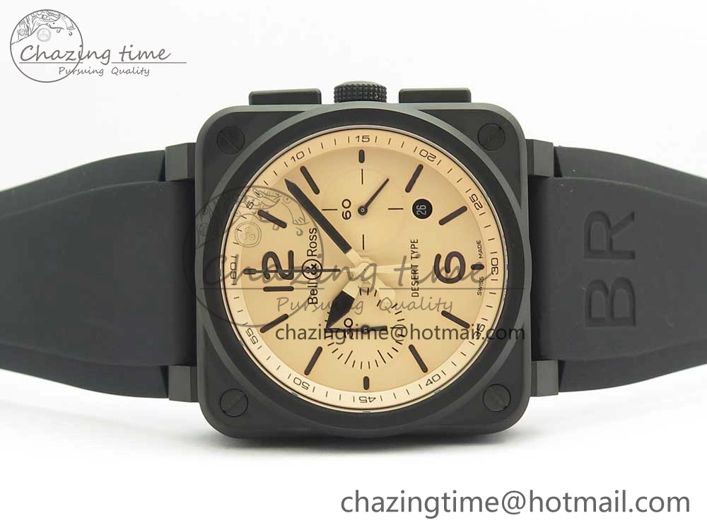 StreetReady BR 03-94 Chrono PVD Brown Dial Black Markers on Black Rubber Strap A7750 (Free Nylon Strap) 4867