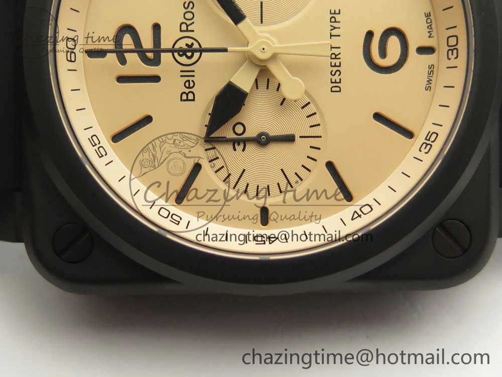 StreetReady BR 03-94 Chrono PVD Brown Dial Black Markers on Black Rubber Strap A7750 (Free Nylon Strap) 4867