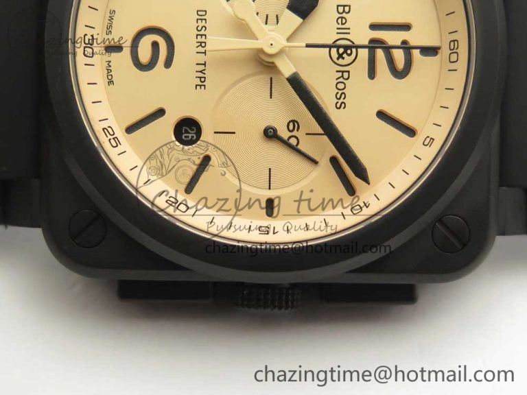 StreetReady BR 03-94 Chrono PVD Brown Dial Black Markers on Black Rubber Strap A7750 (Free Nylon Strap) 4867