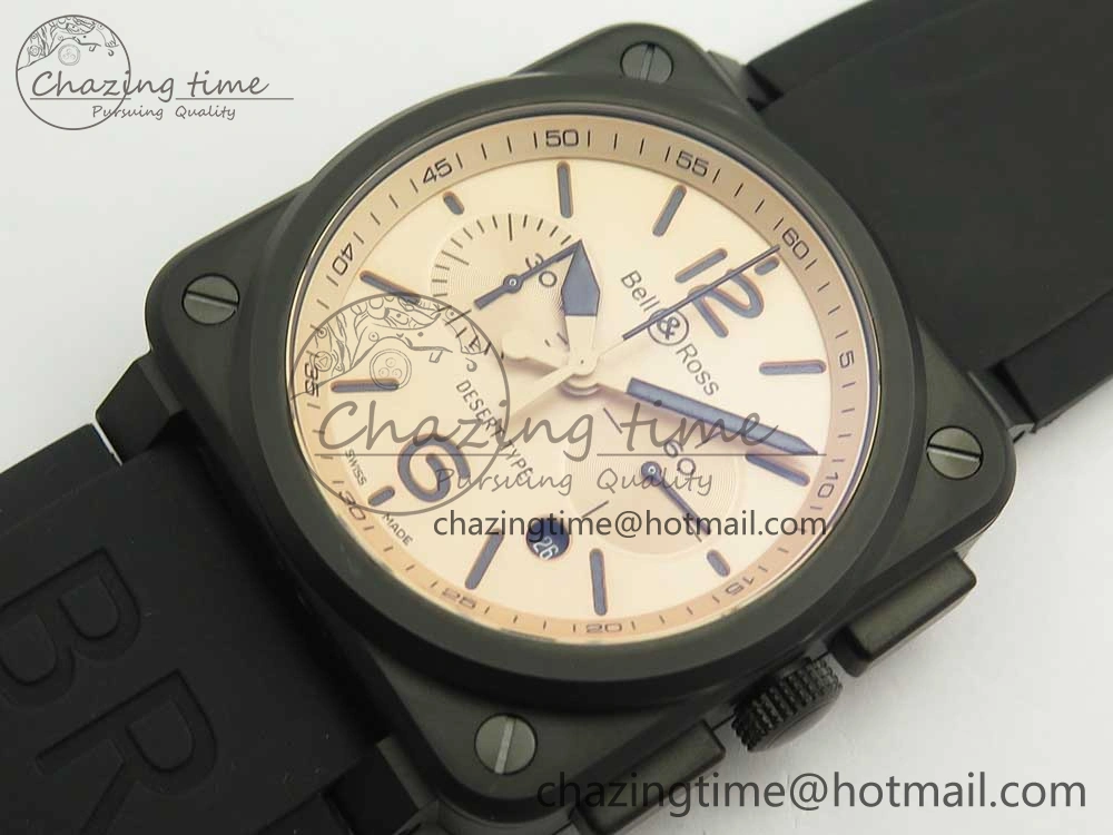 StreetReady BR 03-94 Chrono PVD Brown Dial Black Markers on Black Rubber Strap A7750 (Free Nylon Strap) 4867