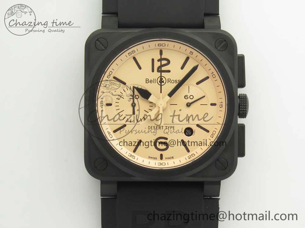 StreetReady BR 03-94 Chrono PVD Brown Dial Black Markers on Black Rubber Strap A7750 (Free Nylon Strap) 4867