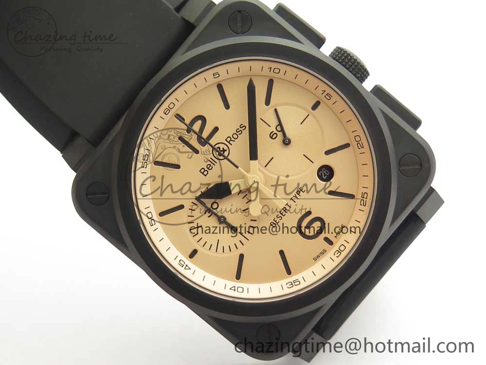 StreetReady BR 03-94 Chrono PVD Brown Dial Black Markers on Black Rubber Strap A7750 (Free Nylon Strap) 4867