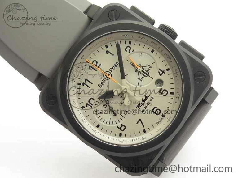 BR 03-94 Chrono PVD Gray Dial Black Markers on Gray Rubber Strap A7750 (Free Nylon Strap) Functional 4871