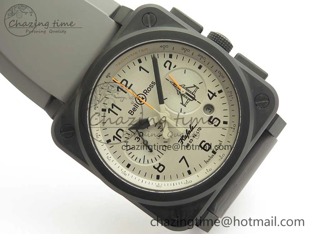 BR 03-94 Chrono PVD Gray Dial Black Markers on Gray Rubber Strap A7750 (Free Nylon Strap) Functional 4871