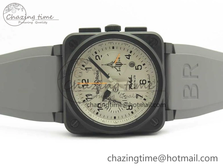 BR 03-94 Chrono PVD Gray Dial Black Markers on Gray Rubber Strap A7750 (Free Nylon Strap) Functional 4871