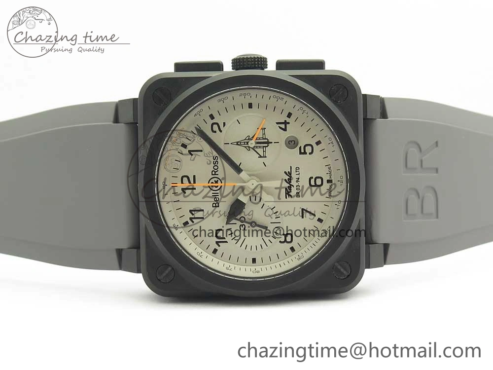 BR 03-94 Chrono PVD Gray Dial Black Markers on Gray Rubber Strap A7750 (Free Nylon Strap) Functional 4871