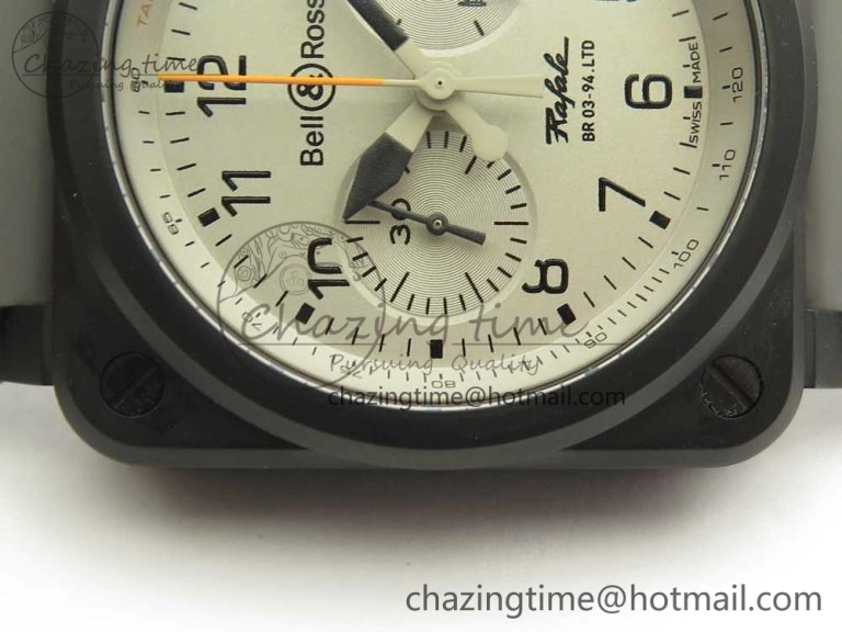 BR 03-94 Chrono PVD Gray Dial Black Markers on Gray Rubber Strap A7750 (Free Nylon Strap) Functional 4871