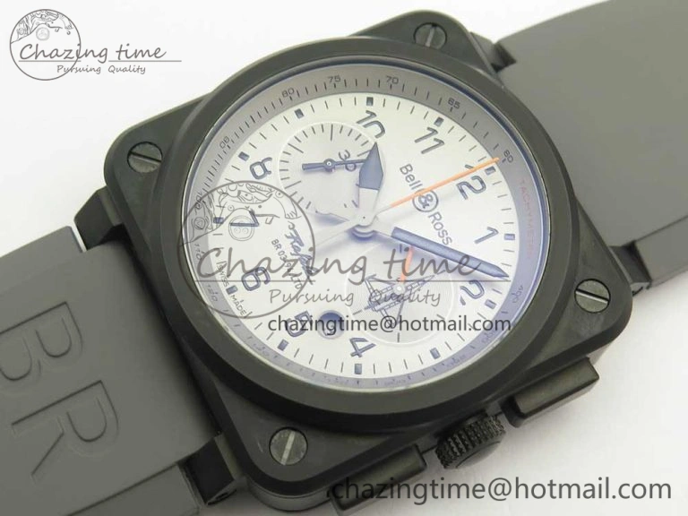 BR 03-94 Chrono PVD Gray Dial Black Markers on Gray Rubber Strap A7750 (Free Nylon Strap) Functional 4871