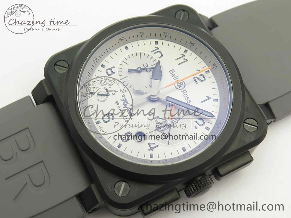 BR 03-94 Chrono PVD Gray Dial Black Markers on Gray Rubber Strap A7750 (Free Nylon Strap) Functional 4871
