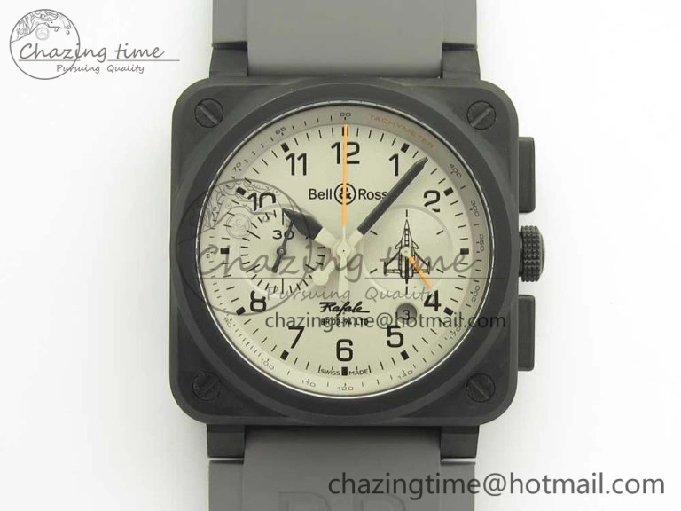 BR 03-94 Chrono PVD Gray Dial Black Markers on Gray Rubber Strap A7750 (Free Nylon Strap) Functional 4871