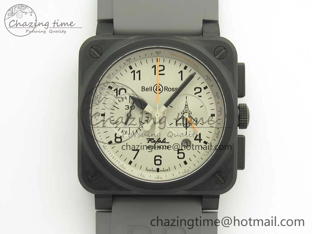 BR 03-94 Chrono PVD Gray Dial Black Markers on Gray Rubber Strap A7750 (Free Nylon Strap) Functional 4871