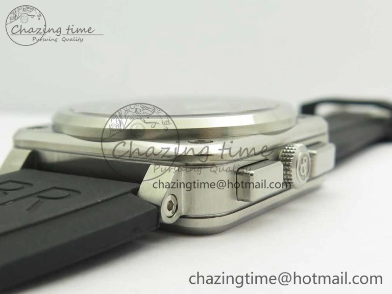 Elegant BR 03-94 Chrono SS Black Dial White Markers on Black Rubber Strap A7750 (Free Nylon Strap) 4872