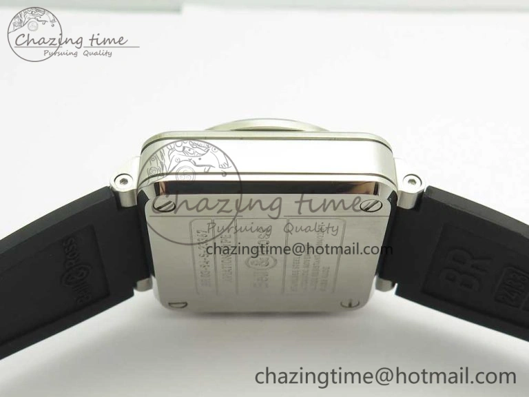 Elegant BR 03-94 Chrono SS Black Dial White Markers on Black Rubber Strap A7750 (Free Nylon Strap) 4872