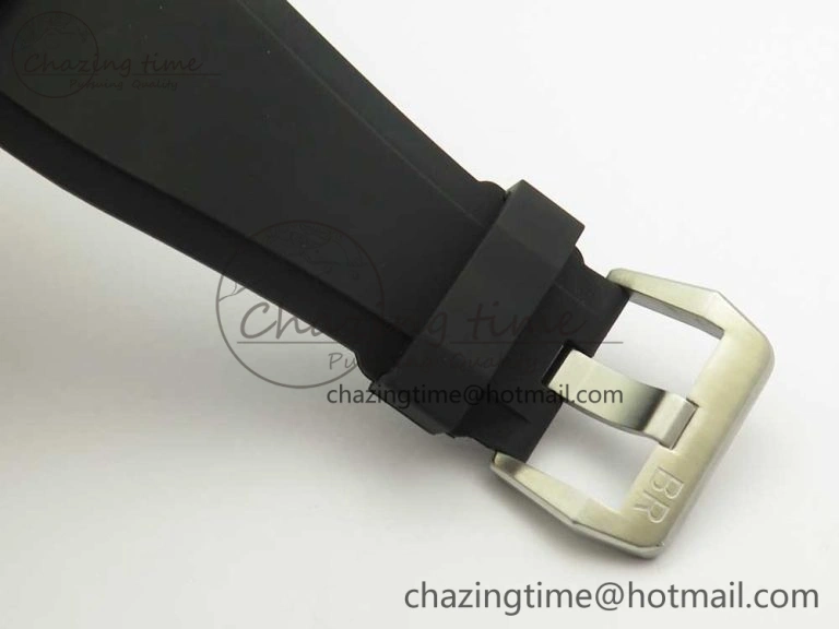Elegant BR 03-94 Chrono SS Black Dial White Markers on Black Rubber Strap A7750 (Free Nylon Strap) 4872