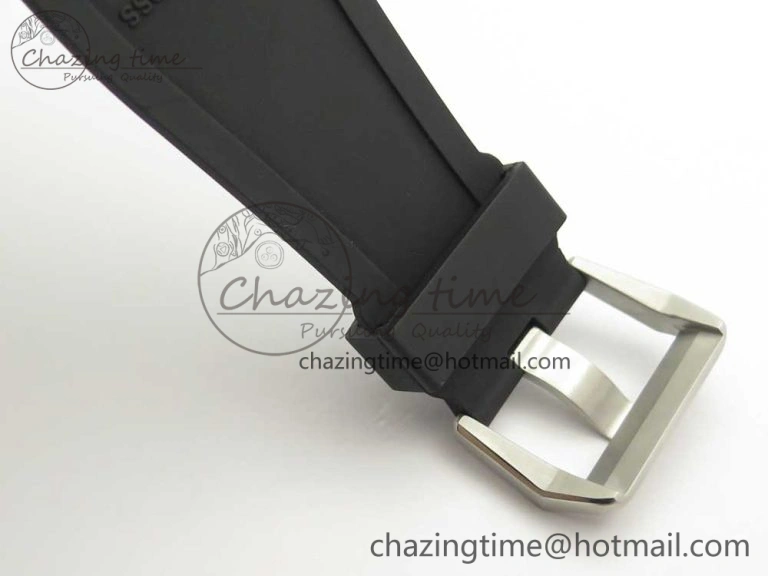 Elegant BR 03-94 Chrono SS Black Dial White Markers on Black Rubber Strap A7750 (Free Nylon Strap) 4872