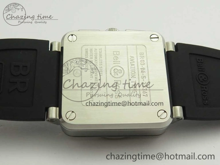 Elegant BR 03-94 Chrono SS Black Dial White Markers on Black Rubber Strap A7750 (Free Nylon Strap) 4872