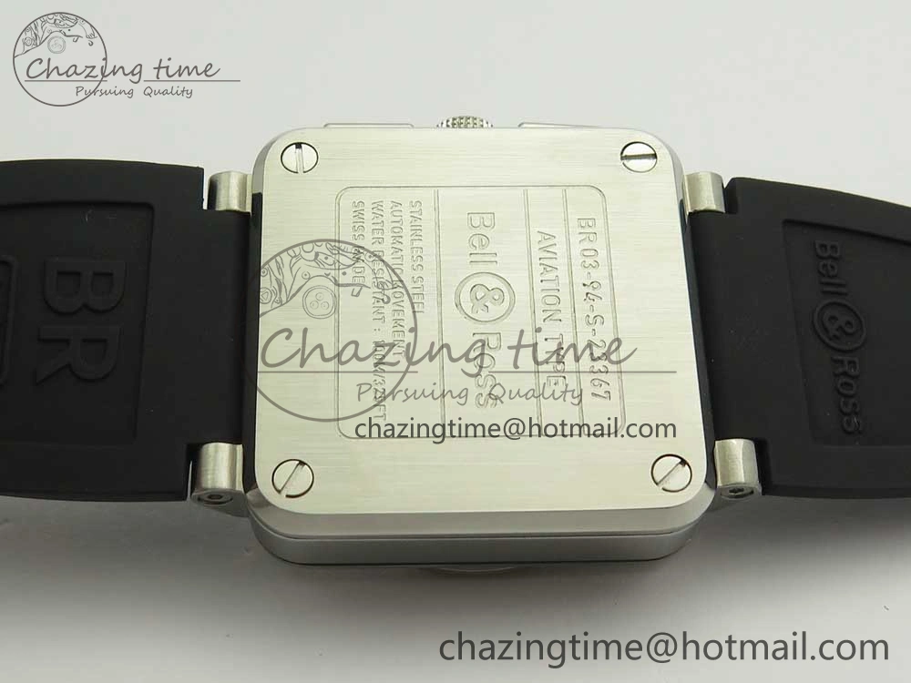 Elegant BR 03-94 Chrono SS Black Dial White Markers on Black Rubber Strap A7750 (Free Nylon Strap) 4872
