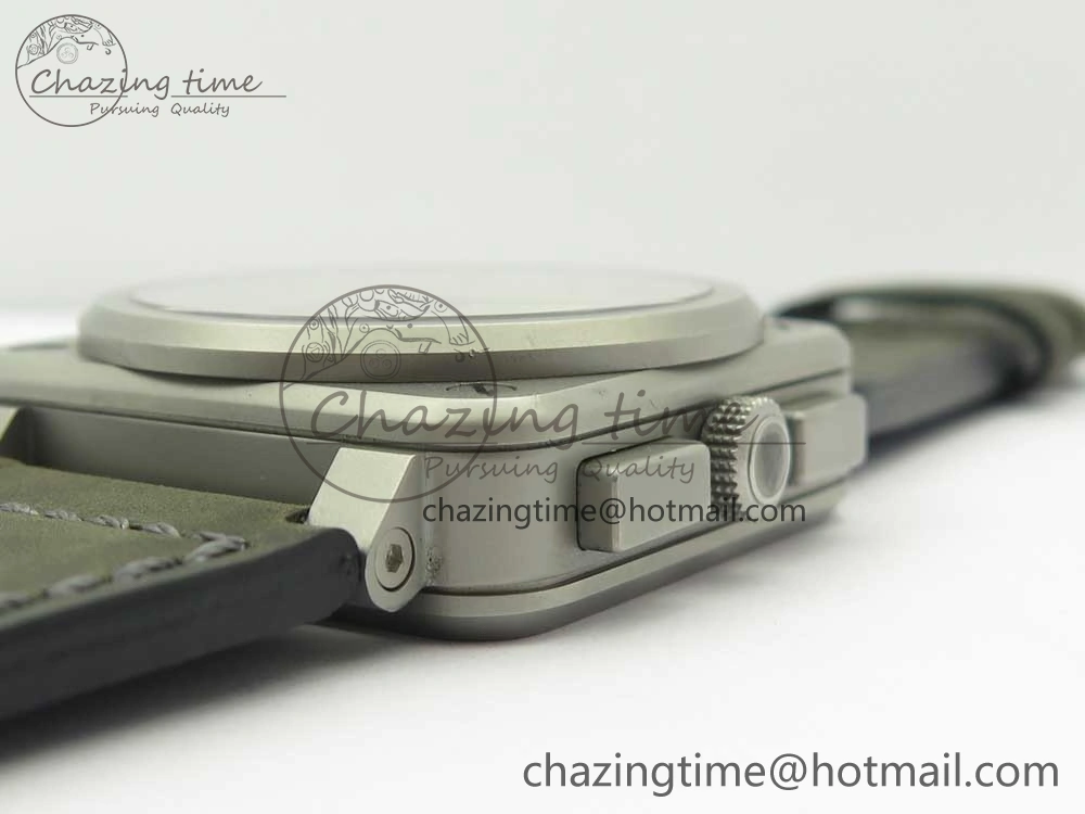 BR 03-94 Horolum Chrono Satin-polished Steel Gray Dial on Gray Leather Strap A7750 (Free Nylon Strap) Efficient 5177