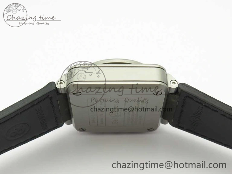 BR 03-94 Horolum Chrono Satin-polished Steel Gray Dial on Gray Leather Strap A7750 (Free Nylon Strap) Efficient 5177