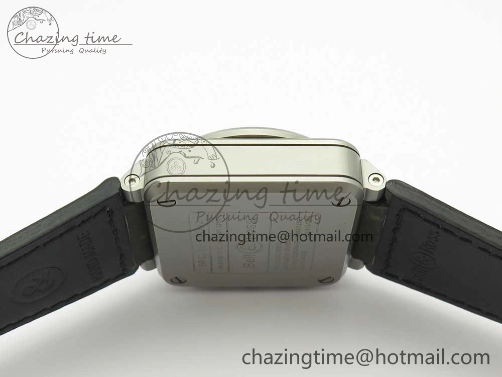 BR 03-94 Horolum Chrono Satin-polished Steel Gray Dial on Gray Leather Strap A7750 (Free Nylon Strap) Efficient 5177